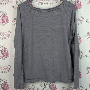 GAP fit long sleeve stripes navy blue Black and White Striped Blouse